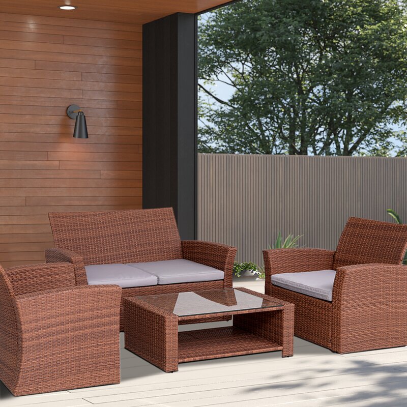 Red Barrel Studio® Akwete 4 Piece Rattan Sofa Seating
